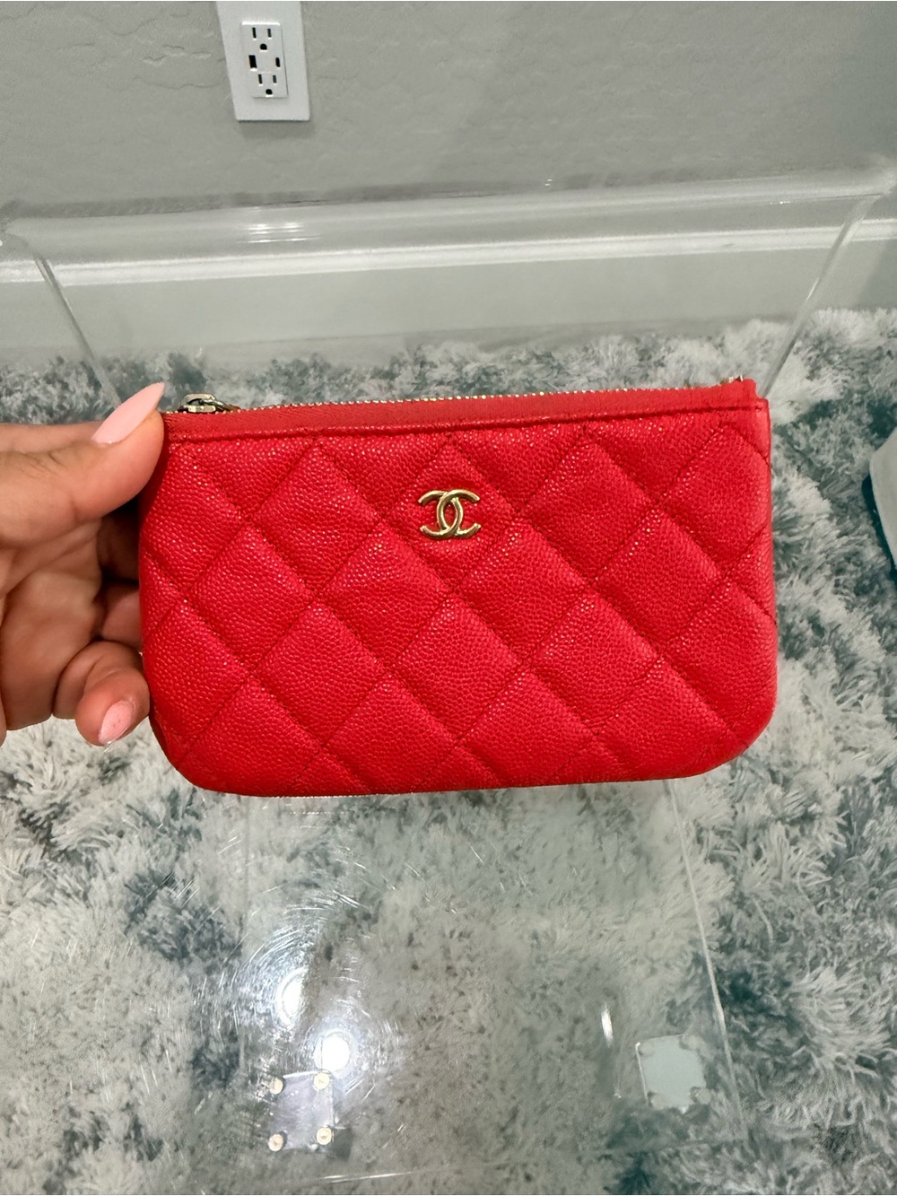 Chanel Quilted Red O-Case / Pouch